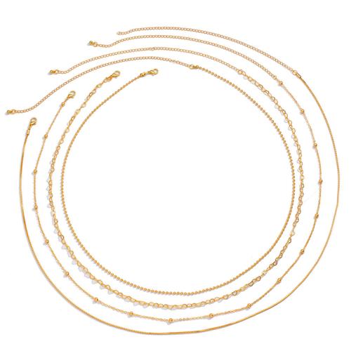 Body Chain Sieraden, Messing, met ijzeren ketting, mode sieraden & multilayer & voor vrouw, meer kleuren voor de keuze, Lengte Ca 68 cm, Verkocht door PC