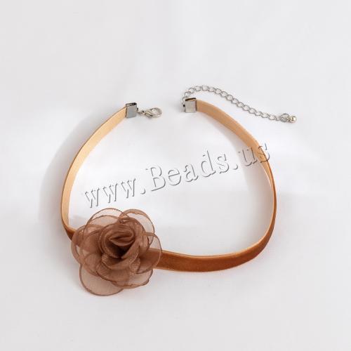 Fashion Choker Necklace, Velveteen, with Gauze, Flower, fashion jewelry & different styles for choice & for woman, more colors for choice, Sold By PC