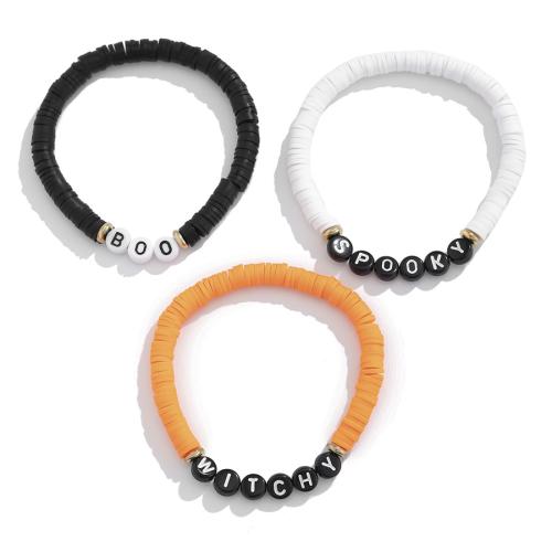 Pulsera de Halloween , Arcilla polimero, con plástico recubierto de cobre & Acrílico, Diseño de Halloween & tres piezas & Joyería & diferentes estilos para la opción & para mujer, Vendido por Set