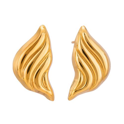 Stainless Steel Stud Earrings 304 Stainless Steel Vacuum Ion Plating fashion jewelry & for woman golden Sold By Pair