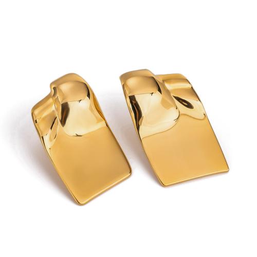 Stainless Steel Stud Earrings, 304 Stainless Steel, Vacuum Ion Plating, fashion jewelry & for woman, golden, 22.80x38.30mm, Sold By Pair