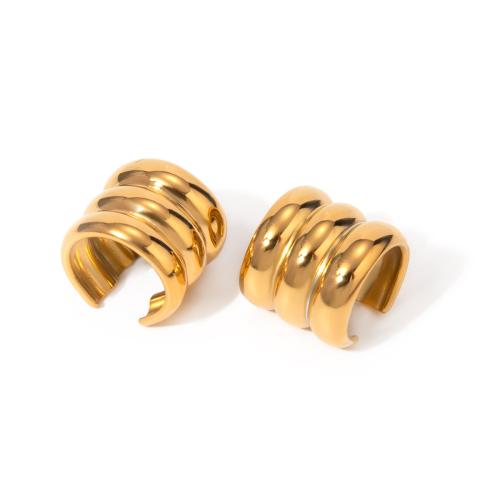 Fashion Earring Cuff and Wraps 304 Stainless Steel Vacuum Ion Plating fashion jewelry & for woman golden Sold By Pair