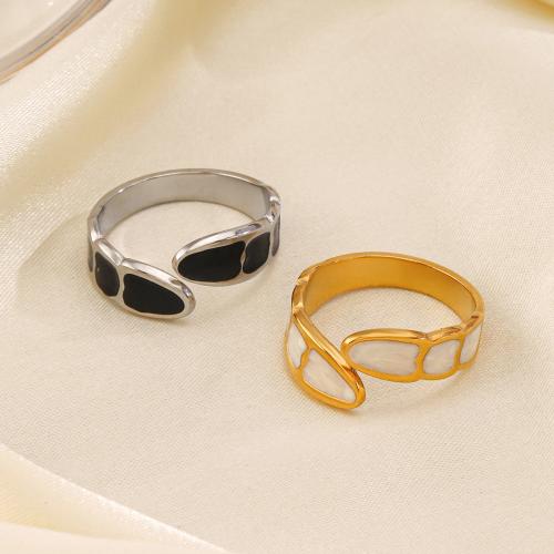 Enamel Stainless Steel Finger Ring, 304 Stainless Steel, fashion jewelry & for woman, more colors for choice, Sold By PC