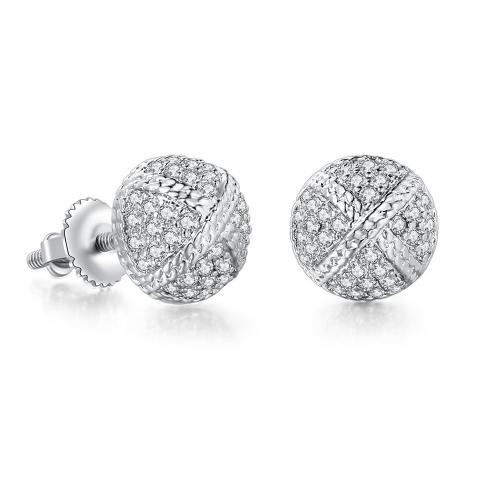 Boucles d'oreilles en laiton zircon cubique pavent, bijoux de mode & pavé de micro zircon & pour femme, 7mm, Vendu par paire