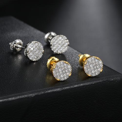 Cubic Zirconia Micro Pave Latão Brinco, cobre, joias de moda & micro pavimento em zircônia cúbica & para mulher, Mais cores pare escolha, 7x7mm, vendido por par