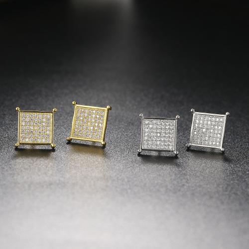 Цирконий Micro Pave латунь Серьги, Латунь, ювелирные изделия моды & инкрустированное микро кубического циркония & Женский, Много цветов для выбора, 11x11mm, продается Пара