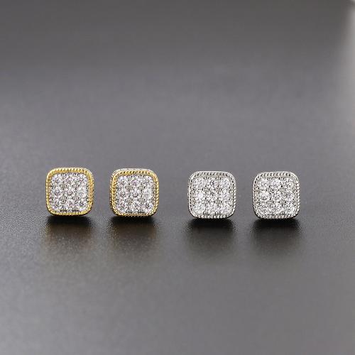 Befestiger Zirkonia Messing Ohrring, Modeschmuck & Micro pave Zirkonia & für Frau, keine, 8x8mm, verkauft von Paar