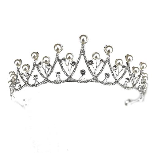 Tiaras, aleación de zinc, con Perlas plásticas, Joyería & para mujer & con diamantes de imitación, Vendido por UD