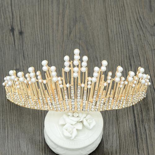 Bridal Tiaras Zinc Alloy with Plastic Pearl fashion jewelry & for woman & with rhinestone height 72mm diameter 150mm Sold By PC