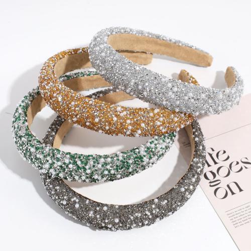 Hair Bands, Cloth, with Rhinestone & Plastic Pearl, fashion jewelry & for woman, more colors for choice, Sold By PC