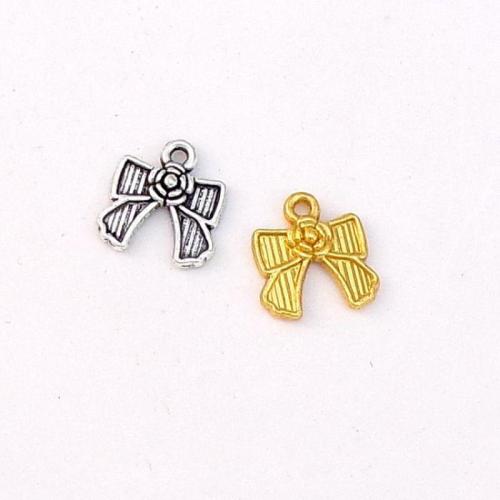 Tibetan Style Bowknot pendentifs, alliage de zinc, Noeud papillon, Placage, DIY, plus de couleurs à choisir, protéger l'environnement, sans nickel, plomb et cadmium, 13x12x1.20mm, Environ 100PC/sac, Vendu par sac