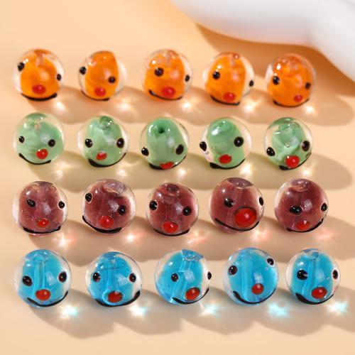 Fashion Glass Beads, hand drawing, DIY & enamel, more colors for choice, 13x12mm, Approx 100PCs/Bag, Sold By Bag