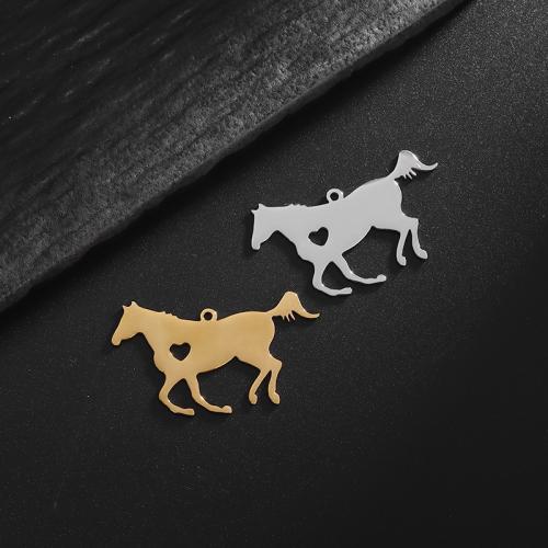 Stainless Steel Animal Pendants, 304 Stainless Steel, Horse, Vacuum Ion Plating, DIY, more colors for choice, 42x24mm, Sold By PC