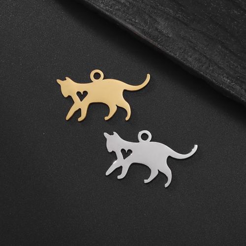 Stainless Steel Animal Pendants, 304 Stainless Steel, Cat, Vacuum Ion Plating, DIY, more colors for choice, 29x23mm, Sold By PC