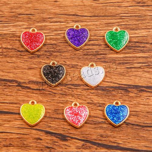 Zinc Alloy Enamel Pendants Heart plated DIY nickel lead & cadmium free 100/Bag Sold By Bag