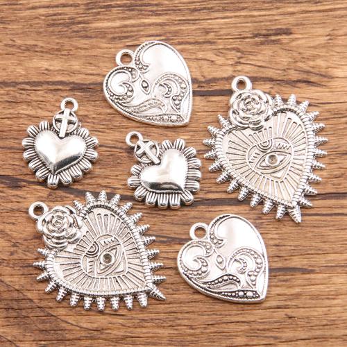 Tibetan Style Heart Pendants, silver color plated, DIY & different styles for choice, more colors for choice, 100PCs/Bag, Sold By Bag