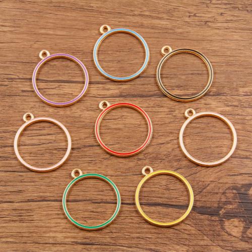 Tibetan Style Enamel Pendants, Round, plated, DIY, more colors for choice, nickel, lead & cadmium free, 100PCs/Bag, Sold By Bag