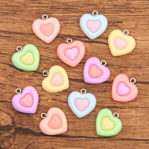 Resin Pendant, Heart, DIY, more colors for choice, nickel, lead & cadmium free, 100PCs/Bag, Sold By Bag