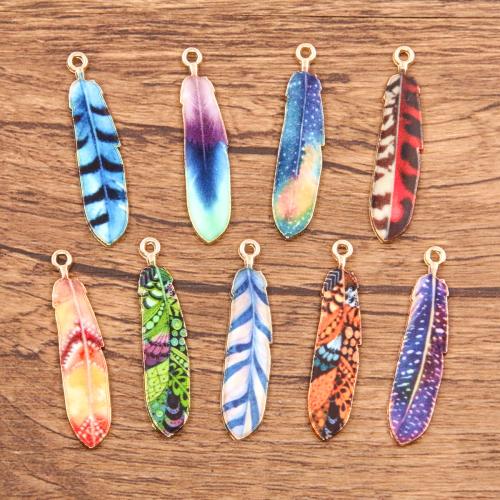 Zinc Alloy émail Pendants, alliage de zinc, forme de plume, DIY & modèles différents pour le choix, plus de couleurs à choisir, protéger l'environnement, sans nickel, plomb et cadmium, 100PC/sac, Vendu par sac