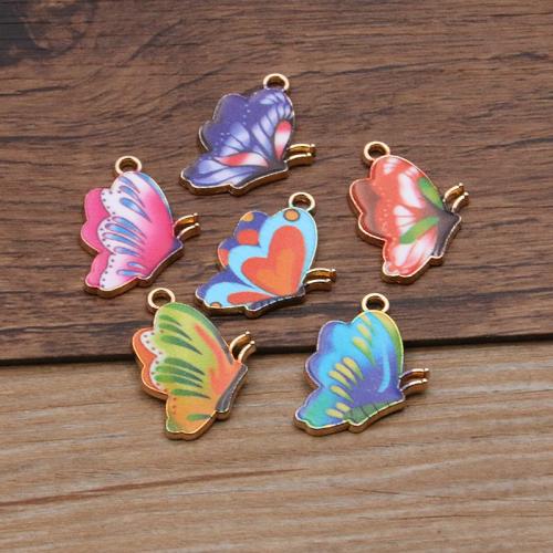 Colgantes Animales de Aleación de Zinc, Mariposa, chapado en color dorado, Bricolaje & diferentes patrones para la opción, más colores para la opción, libre de níquel, plomo & cadmio, 100PCs/Bolsa, Vendido por Bolsa