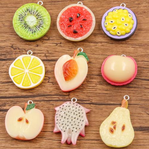 Resin Pendant, Fruit, DIY & different styles for choice, more colors for choice, 100PCs/Bag, Sold By Bag