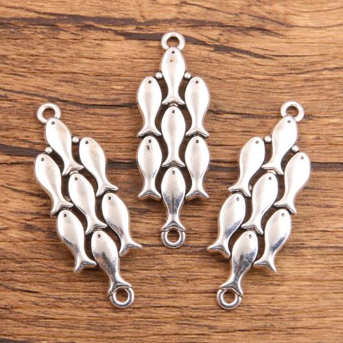 Tibetan Style Connector, Fish, antique silver color plated, DIY & 1/1 loop, nickel, lead & cadmium free, 100PCs/Bag, Sold By Bag