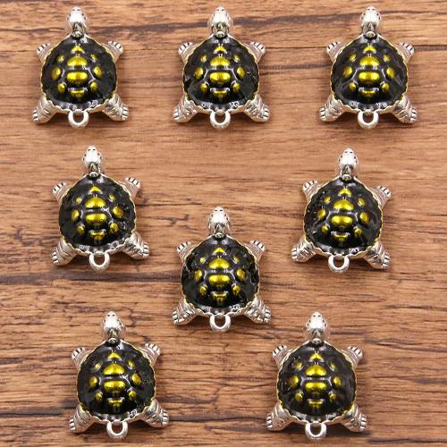 Tibetan Style Animal Pendants, silver color plated, DIY & enamel, black, nickel, lead & cadmium free, 100PCs/Bag, Sold By Bag