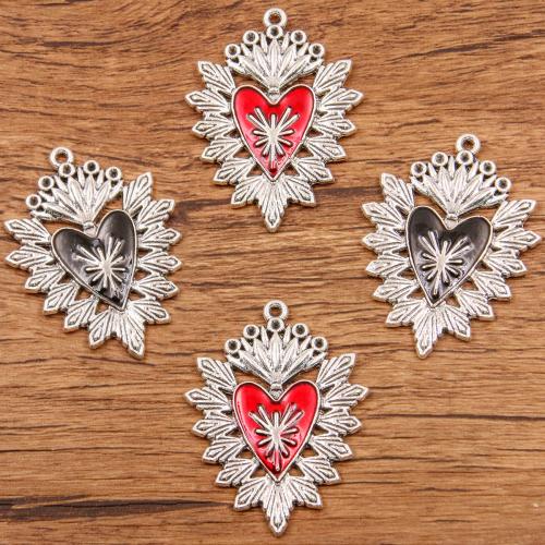 Zinc Alloy Enamel Pendants Heart silver color plated DIY nickel lead & cadmium free Sold By Bag