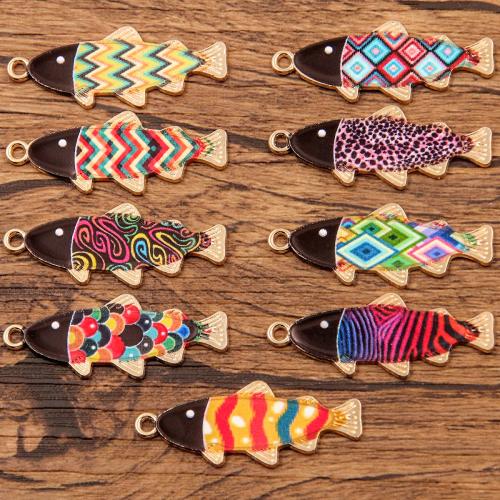 Tibetan Style Animal Pendants, Fish, gold color plated, DIY & different designs for choice & enamel, more colors for choice, nickel, lead & cadmium free, 100PCs/Bag, Sold By Bag