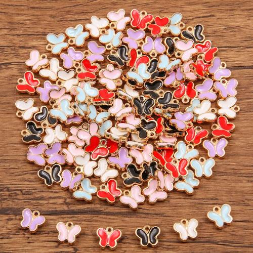 Zinc Alloy Animal Pendler, Butterfly, guldfarve belagt, du kan DIY & emalje, flere farver til valg, nikkel, bly & cadmium fri, 100pc'er/Bag, Solgt af Bag