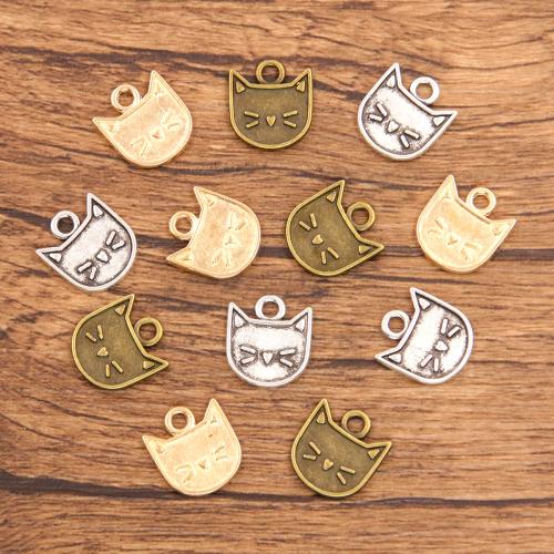 Tibetan Style Animal Pendants, Cat, plated, DIY, more colors for choice, nickel, lead & cadmium free, 100PCs/Bag, Sold By Bag