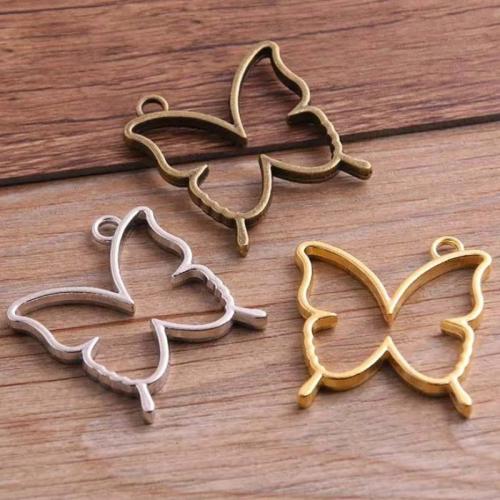 Tibetan Style Animal Pendants, Butterfly, plated, DIY, more colors for choice, nickel, lead & cadmium free, 33x35mm, 100PCs/Bag, Sold By Bag