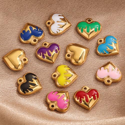 Stainless Steel Heart Pendants, 304 Stainless Steel, gold color plated, DIY & enamel, more colors for choice, Sold By PC