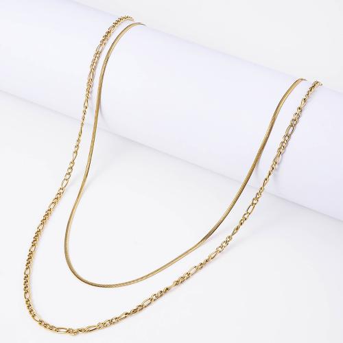 Chaîne collier , Acier inoxydable 304, avec 5cm chaînes de rallonge, Placage de couleur d'or, bijoux de mode, doré, Longueur:40 cm, Vendu par PC