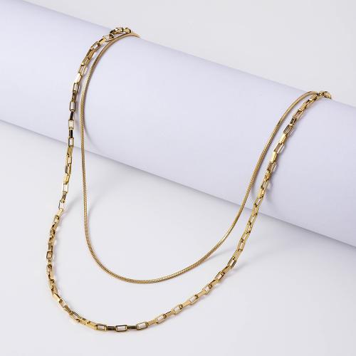 Corrente de colar, Aço inoxidável 304, with 5cm extender chain, cromado de cor dourada, joias de moda, dourado, comprimento 45 cm, vendido por PC