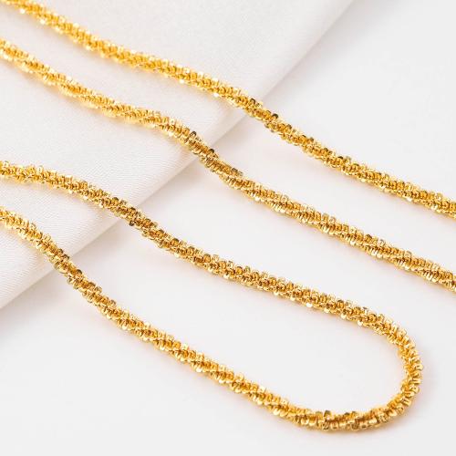 Collier en laiton, Placage de couleur d'or, bijoux de mode, doré, protéger l'environnement, sans nickel, plomb et cadmium, 2mm, Longueur:45 cm, Vendu par PC