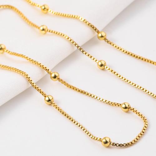 Brass Necklace, gold color plated, fashion jewelry, golden, nickel, lead & cadmium free, 3mm, Length:45 cm, Sold By PC