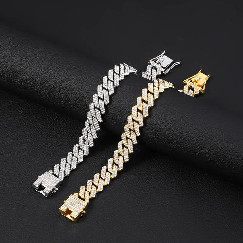 Tibetan Style Bracelet, plated, fashion jewelry & with rhinestone, more colors for choice, nickel, lead & cadmium free, Length:20 cm, Sold By PC