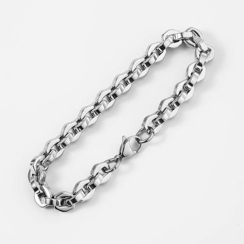 Titanium Steel Bracelet & Bangle, silver color plated, fashion jewelry, silver color, 8x8mm, Length:22 cm, Sold By PC