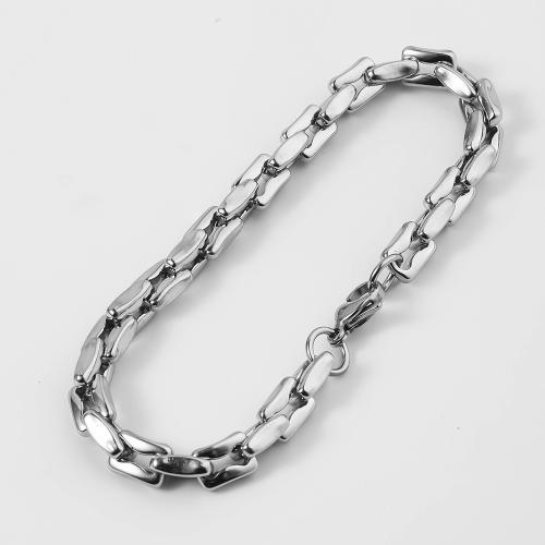 Титана стальной браслет, титан, плакирован серебром, ювелирные изделия моды, серебряный, 6x6mm, длина:21 см, продается PC
