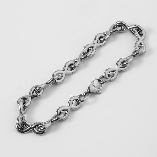 Stainless Steel Jewelry Bracelet, 304 Stainless Steel, silver color plated, fashion jewelry, silver color, 8x8mm, Sold By PC