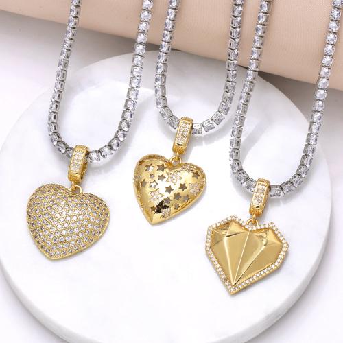 Cubic Zircon Micro Pave Brass Necklace gold color plated fashion jewelry & micro pave cubic zirconia golden nickel lead & cadmium free Sold By PC