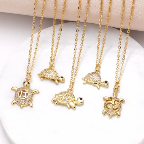 Cubic Zircon Micro Pave Brass Necklace gold color plated fashion jewelry & micro pave cubic zirconia golden nickel lead & cadmium free Sold By PC