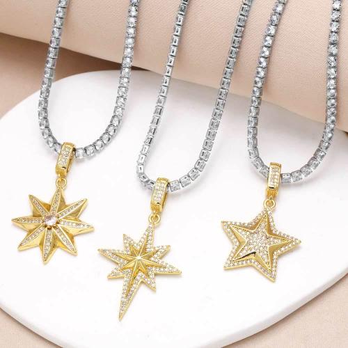 Cubic Zircon Micro Pave Brass Necklace gold color plated fashion jewelry & micro pave cubic zirconia golden nickel lead & cadmium free Sold By PC