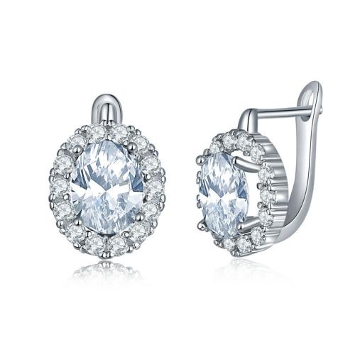 Laiton Leverback boucle d'oreille, avec zircon cubique, bijoux de mode & pour femme & avec strass, plus de couleurs à choisir, 30x12mm, Vendu par paire