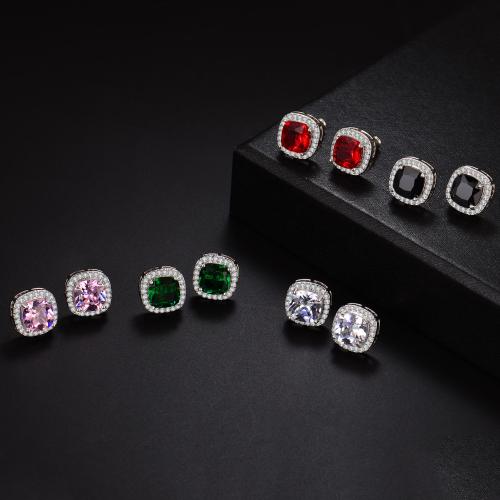 Cubic Zirconia Micro Pave Latão Brinco, cobre, joias de moda & micro pavimento em zircônia cúbica & para mulher & com strass, Mais cores pare escolha, vendido por par