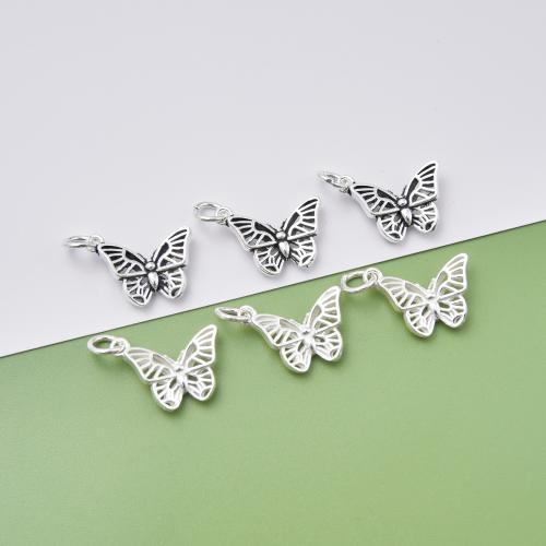 Colgantes de Plata de Ley 925, Mariposa, Bricolaje, más colores para la opción, 17x13mm, Vendido por UD