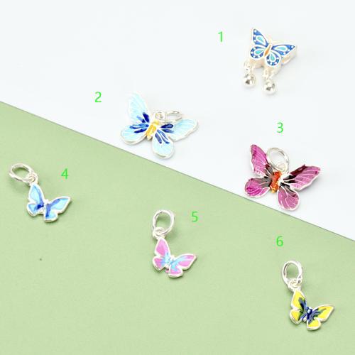 925 Sterling Silver Pendant, Butterfly, DIY & different styles for choice & epoxy gel, more colors for choice, Sold By PC