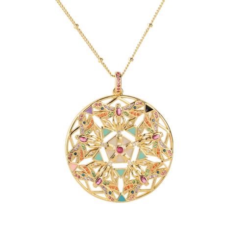 Cubic Zirconia Micro Pave Brass Pendant, plated, DIY & micro pave cubic zirconia & enamel, golden, Sold By PC