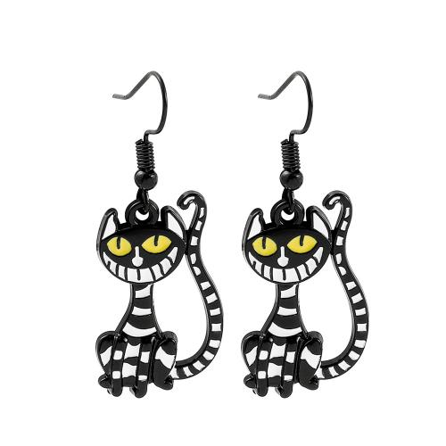 New Hot Halloween Jewelry and Decor Zinc Alloy plated Halloween Jewelry Gift & for woman & enamel black Sold By Pair